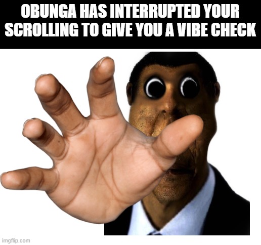 Beware the Obunga!! | OBUNGA HAS INTERRUPTED YOUR SCROLLING TO GIVE YOU A VIBE CHECK | image tagged in obunga,gmod,vibe check,why are you reading this | made w/ Imgflip meme maker
