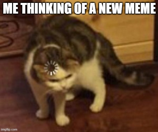 thinking | ME THINKING OF A NEW MEME | image tagged in loading cat,memes | made w/ Imgflip meme maker