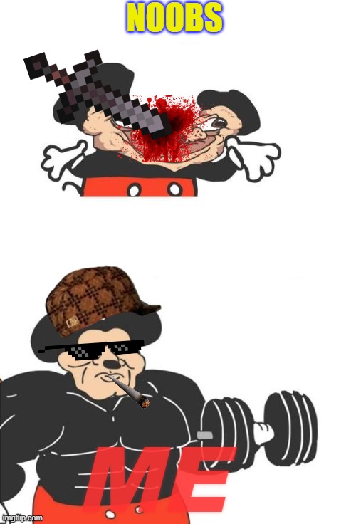 noobs sucks | NOOBS; ME | image tagged in roblox meme | made w/ Imgflip meme maker