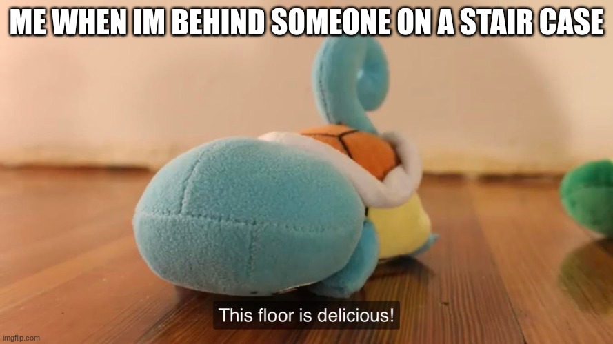 this floor is delicious :D | ME WHEN IM BEHIND SOMEONE ON A STAIR CASE | image tagged in this floor is delicious | made w/ Imgflip meme maker