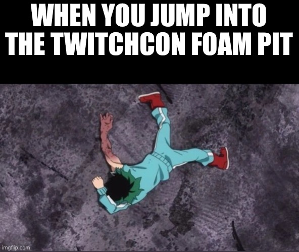 Don’t go to TwitchCon | WHEN YOU JUMP INTO THE TWITCHCON FOAM PIT | image tagged in funny memes,dank memes | made w/ Imgflip meme maker