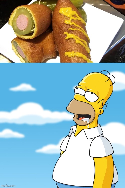 Pickled corn dogs | image tagged in homer simpson drooling mmm meme,pickles,pickle,corn dogs,memes,foods | made w/ Imgflip meme maker
