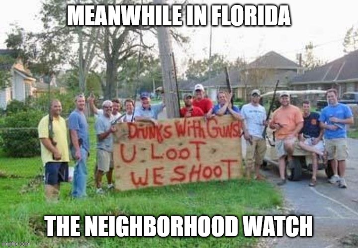 Meanwhile in Florida | MEANWHILE IN FLORIDA; THE NEIGHBORHOOD WATCH | image tagged in meanwhile in florida | made w/ Imgflip meme maker