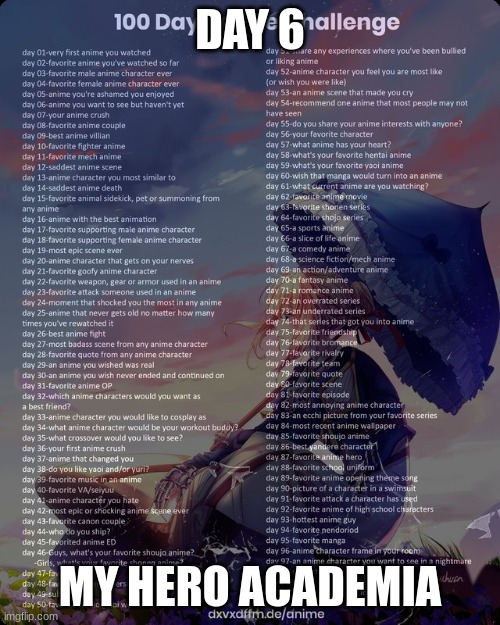 I really want to watch this | DAY 6; MY HERO ACADEMIA | image tagged in 100 day anime challenge | made w/ Imgflip meme maker