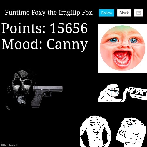 I has got 15656 points. Soon I will gain 20K points | Points: 15656; Mood: Canny | image tagged in funtime-foxy-the-imgflip-fox announcement | made w/ Imgflip meme maker