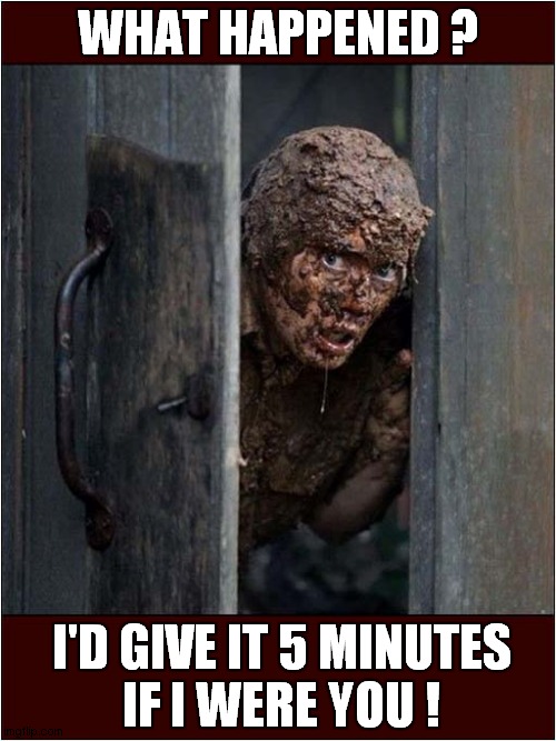 I'm Too Frightened To Ask ! | WHAT HAPPENED ? I'D GIVE IT 5 MINUTES
IF I WERE YOU ! | image tagged in frightened,toilet,disaster,dark humour | made w/ Imgflip meme maker