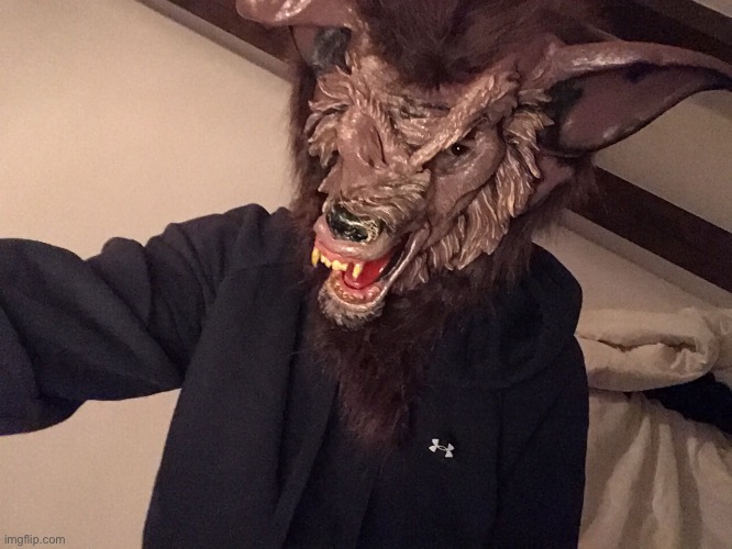 I put on the werewolf mask because it hit 5 upvotes | made w/ Imgflip meme maker