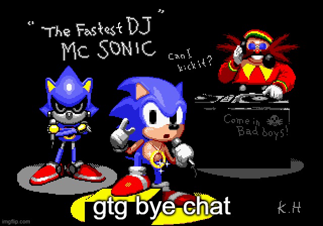 Sonic CD rapper image | gtg bye chat | image tagged in sonic cd rapper image | made w/ Imgflip meme maker