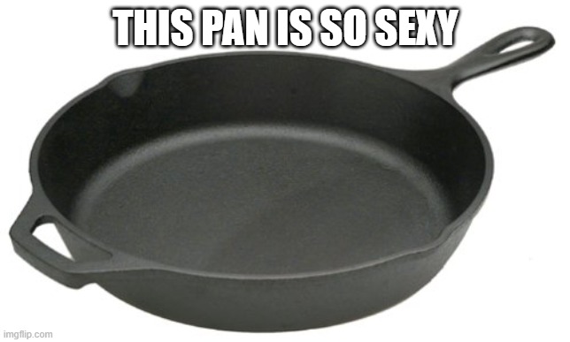 Cast Iron Skillet | THIS PAN IS SO SEXY | image tagged in cast iron skillet | made w/ Imgflip meme maker