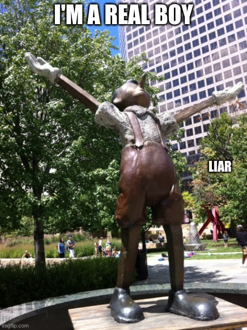 I'm a real boy | I'M A REAL BOY; LIAR | image tagged in liar | made w/ Imgflip meme maker