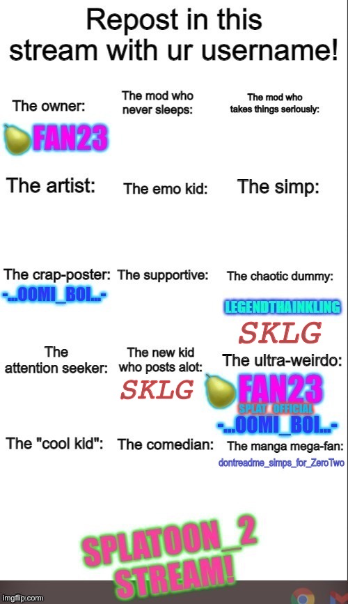 uh | SKLG; SKLG | image tagged in repost this,splatoon,splatoon 2,splatoon 3 | made w/ Imgflip meme maker