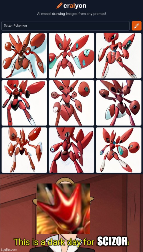 OH NO | SCIZOR | image tagged in this is a dark day for america | made w/ Imgflip meme maker