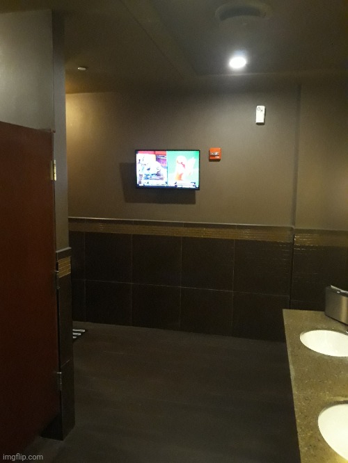 Theres a TV in the lobby bathroom in this hotel | made w/ Imgflip meme maker