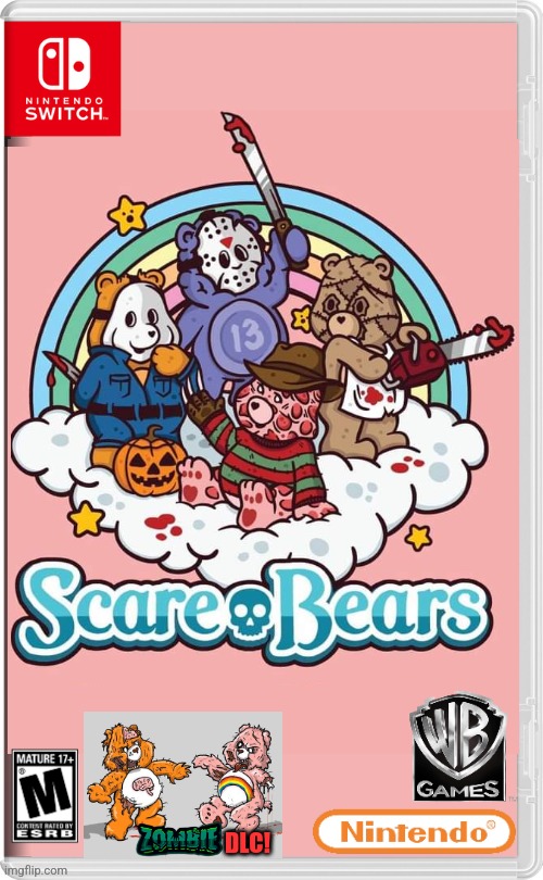CARE BEARS THAT DON'T CARE | DLC! | image tagged in nintendo switch,care bears,jason voorhees,freddy krueger,spooktober,fake switch games | made w/ Imgflip meme maker