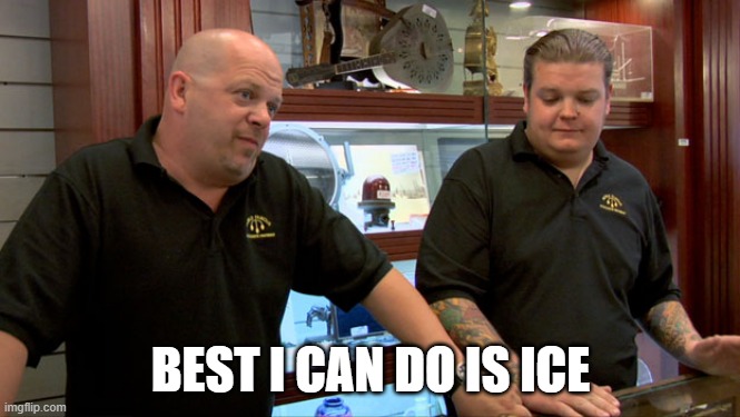 BEST I CAN DO IS ICE | image tagged in pawn stars best i can do | made w/ Imgflip meme maker