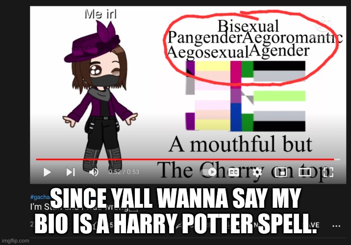 Yeah, this is a real yt video. | SINCE YALL WANNA SAY MY BIO IS A HARRY POTTER SPELL. | image tagged in wtf | made w/ Imgflip meme maker