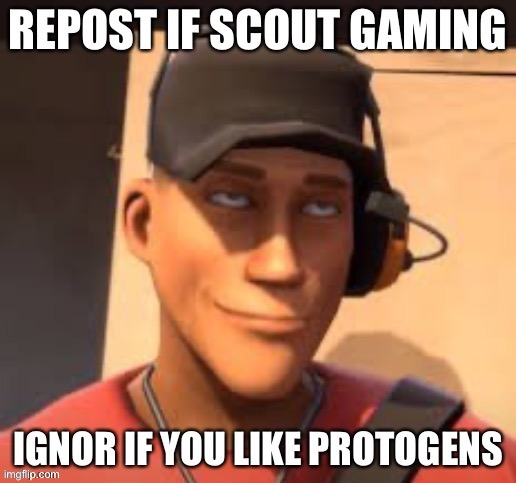 Spam the repost button | image tagged in repost,protogen,tf2 scout,scout,tf2 | made w/ Imgflip meme maker