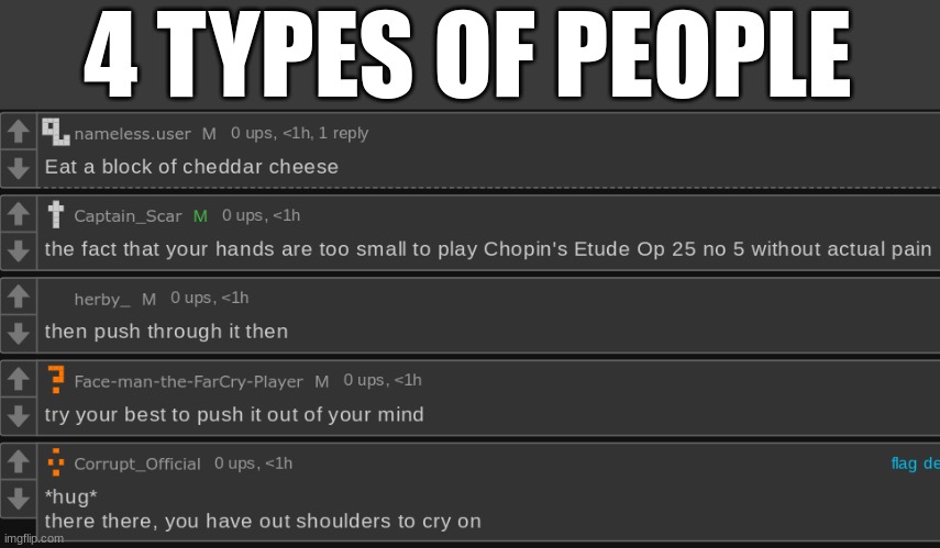 4 TYPES OF PEOPLE | made w/ Imgflip meme maker