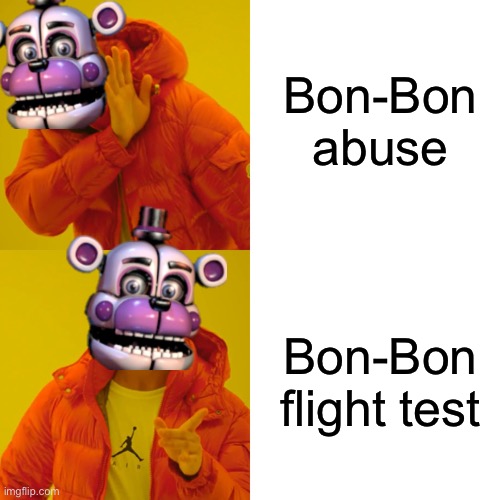 Drake Hotline Bling Meme | Bon-Bon abuse Bon-Bon flight test | image tagged in memes,drake hotline bling | made w/ Imgflip meme maker