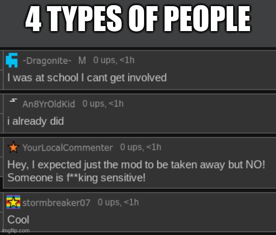 4 TYPES OF PEOPLE | made w/ Imgflip meme maker