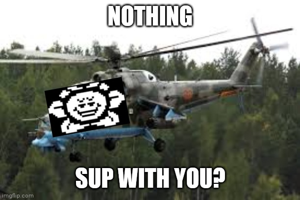 Attack Helicopter | NOTHING SUP WITH YOU? | image tagged in attack helicopter | made w/ Imgflip meme maker