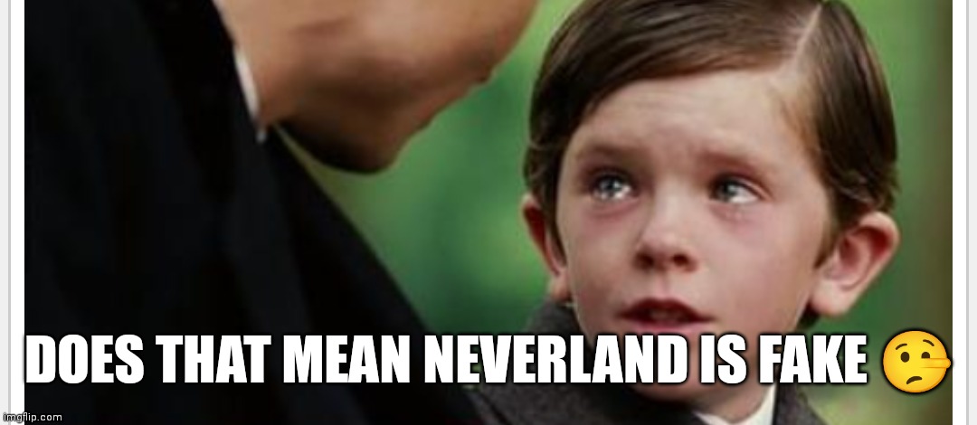 Neverland | DOES THAT MEAN NEVERLAND IS FAKE 🤥 | image tagged in funny memes | made w/ Imgflip meme maker