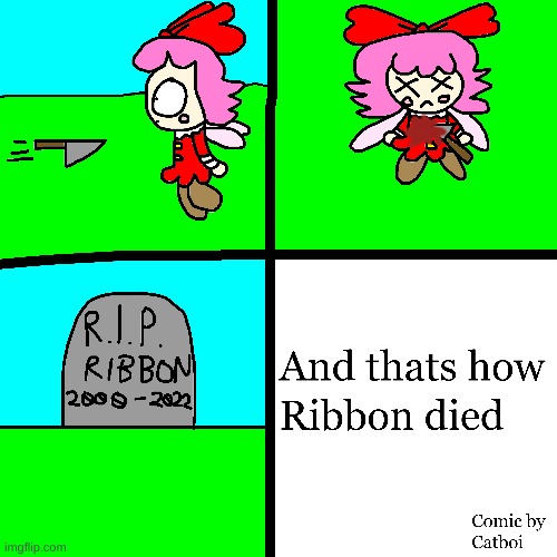 Ribbon got stabbed with a knife and dies (And it's funny) | image tagged in kirby,gore,blood,funny,cute,comics/cartoons | made w/ Imgflip meme maker