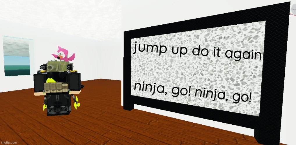 mrbreakchain's announce temp 3 | jump up do it again; ninja, go! ninja, go! | image tagged in mrbreakchain's announce temp 3 | made w/ Imgflip meme maker