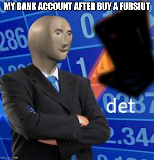 didn't actully get one prob never will | MY BANK ACCOUNT AFTER BUY A FURSIUT | image tagged in det | made w/ Imgflip meme maker