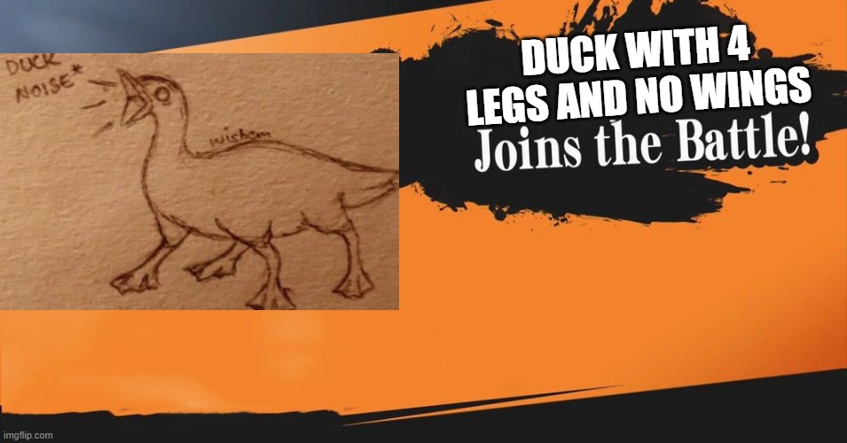 Smash Bros. | DUCK WITH 4 LEGS AND NO WINGS | image tagged in smash bros,duck with 4 legs and no wings,lol | made w/ Imgflip meme maker