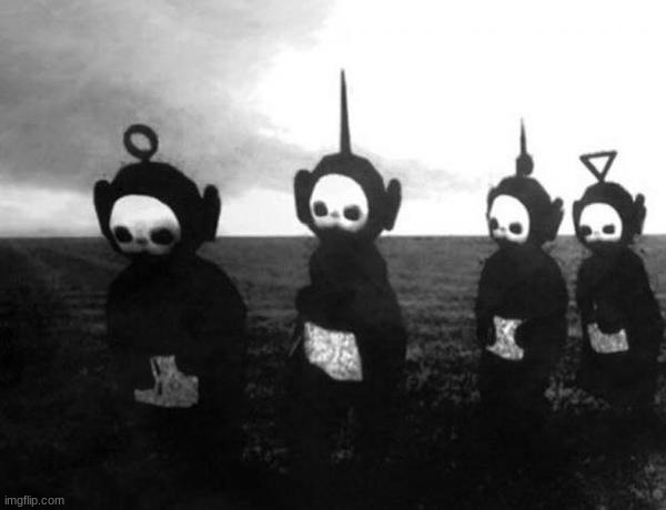 Teletubbies black and white | image tagged in teletubbies black and white | made w/ Imgflip meme maker