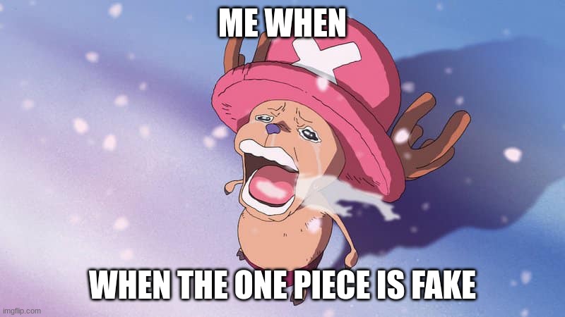 THE ONE PIECE | ME WHEN; WHEN THE ONE PIECE IS FAKE | image tagged in crying chopper one piece | made w/ Imgflip meme maker