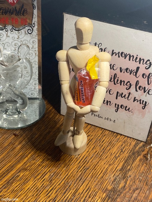 A mannequin I have on my desk even though I don’t draw people really | made w/ Imgflip meme maker