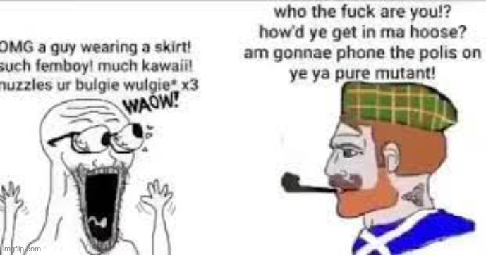 NOOO | image tagged in scottish chad | made w/ Imgflip meme maker