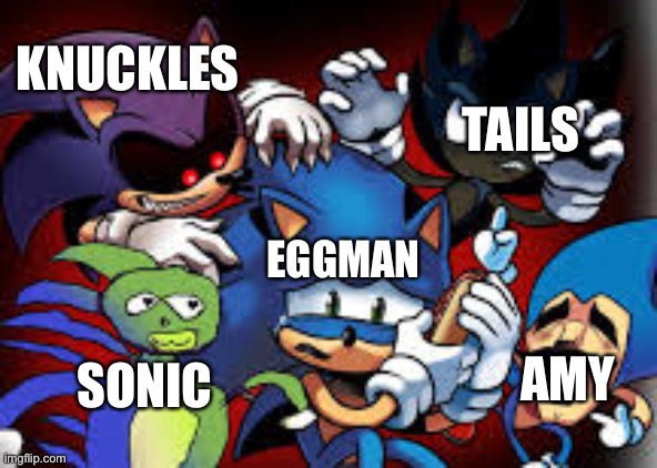 scared sonic | TAILS; KNUCKLES; EGGMAN; AMY; SONIC | image tagged in scared sonic,sonic the hedgehog,knuckles,amy rose,tails the fox,eggman | made w/ Imgflip meme maker