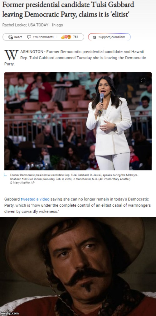 Well... bye | image tagged in tulsi gabbard leaves democratic party,well bye,well,bye,tulsi,tulsi gabbard | made w/ Imgflip meme maker