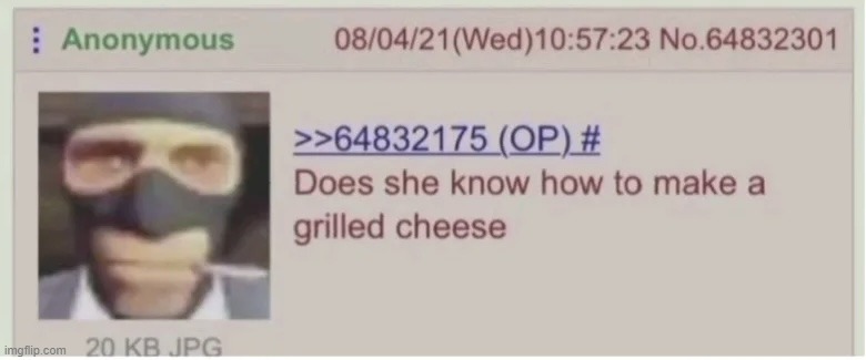 . | image tagged in does she know how to make a grilled cheese | made w/ Imgflip meme maker