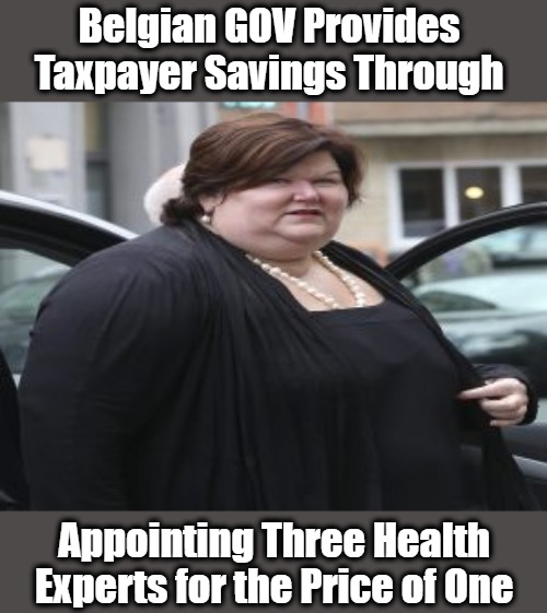 Jabba The Healthcare | Belgian GOV Provides 
Taxpayer Savings Through; Appointing Three Health Experts for the Price of One | image tagged in obesity,clown world,reality inversion,fat woman,healthy,body positivity | made w/ Imgflip meme maker