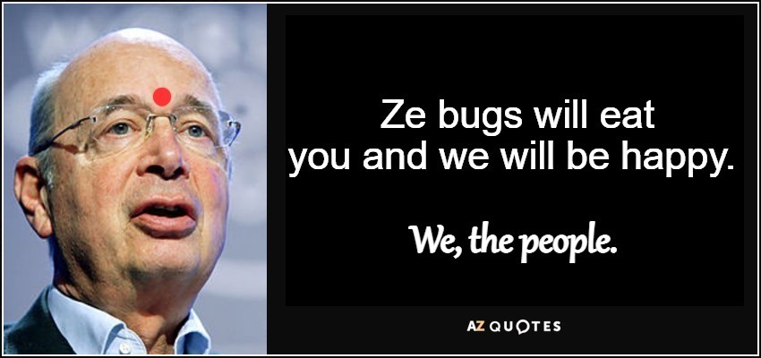 Ze bugs will eat you and we will be happy. | image tagged in klaus schwab,cheap fertilizer,world economic forum,we the people,assassin's creed,worms need food too | made w/ Imgflip meme maker