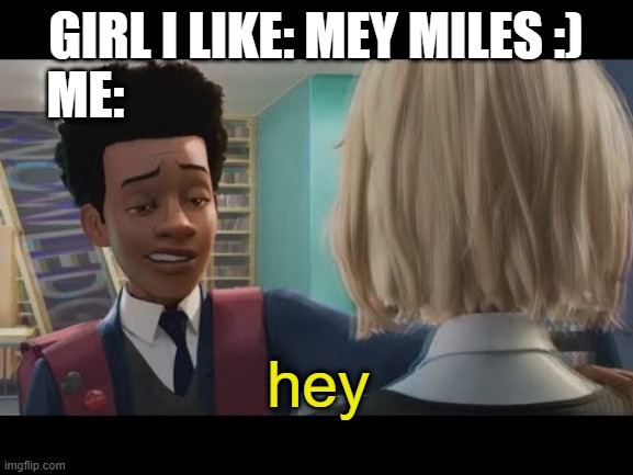 can you relate? | GIRL I LIKE: MEY MILES :)
ME:; hey | image tagged in hey | made w/ Imgflip meme maker