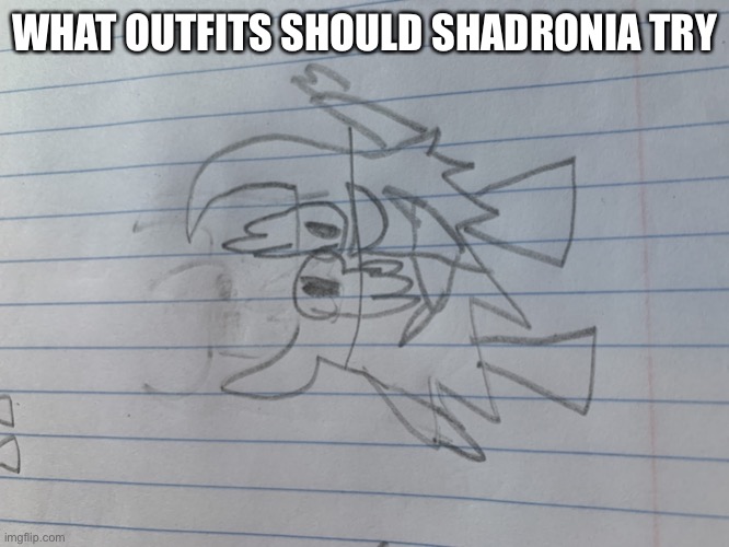 They will be adapted to his design | WHAT OUTFITS SHOULD SHADRONIA TRY | image tagged in small shadronia | made w/ Imgflip meme maker