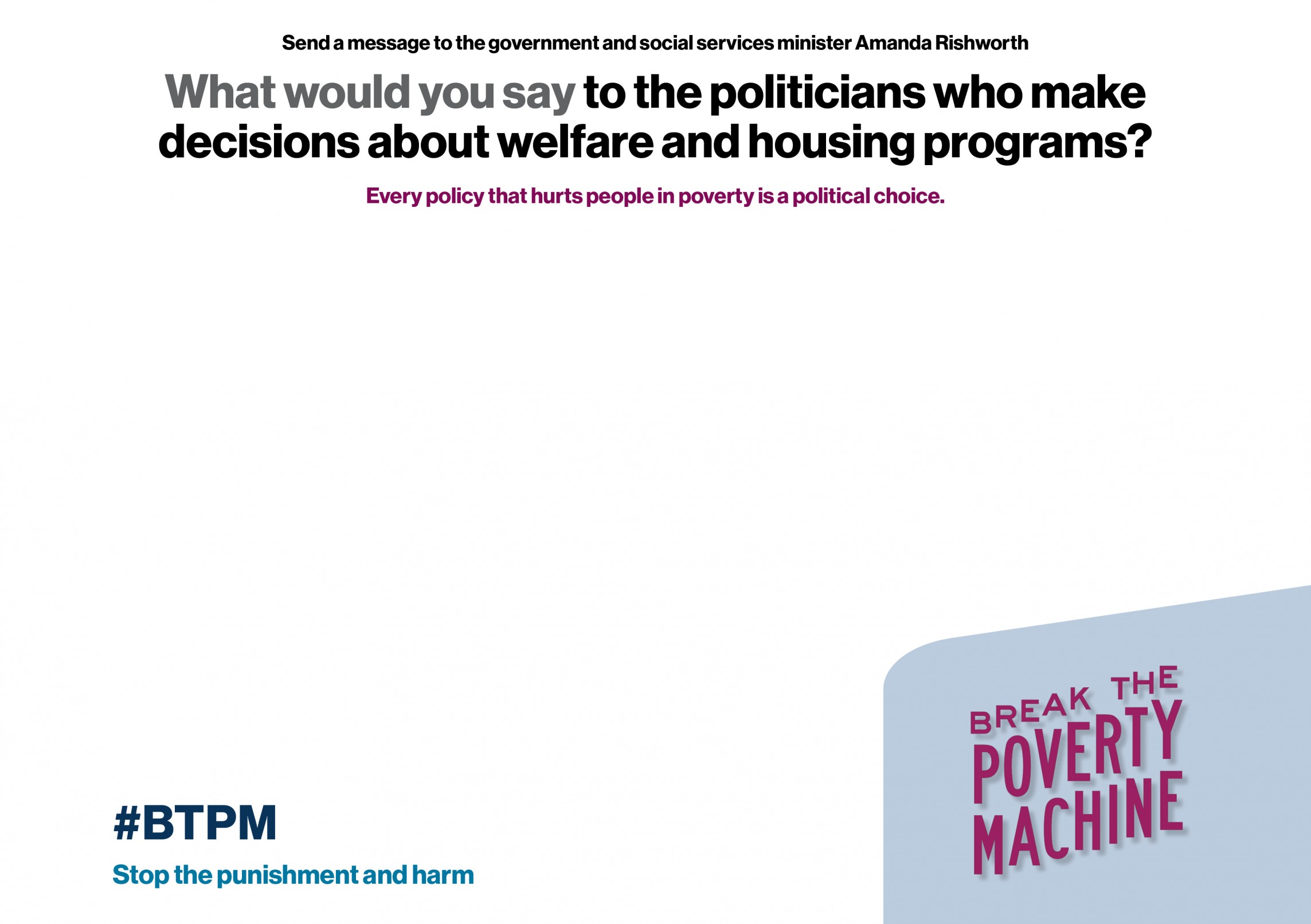 #BTPM: what do you say to politicans who decide welfare policy Blank Meme Template