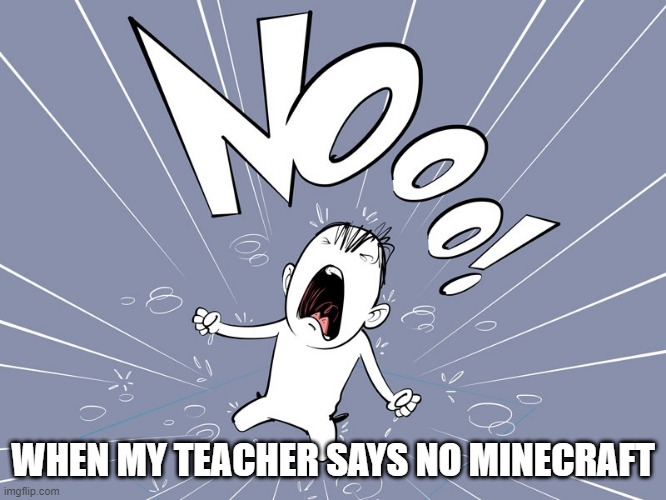 i want mincraft | WHEN MY TEACHER SAYS NO MINECRAFT | image tagged in minecraft | made w/ Imgflip meme maker