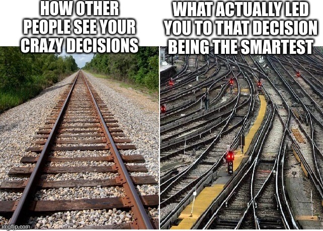 Smartest Decisions | HOW OTHER PEOPLE SEE YOUR CRAZY DECISIONS; WHAT ACTUALLY LED YOU TO THAT DECISION BEING THE SMARTEST | image tagged in it's not that complicated,mbti,myers briggs,personality,memes,intelligence | made w/ Imgflip meme maker