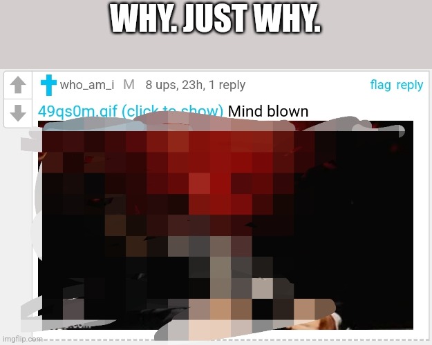 WHY. JUST WHY. | made w/ Imgflip meme maker