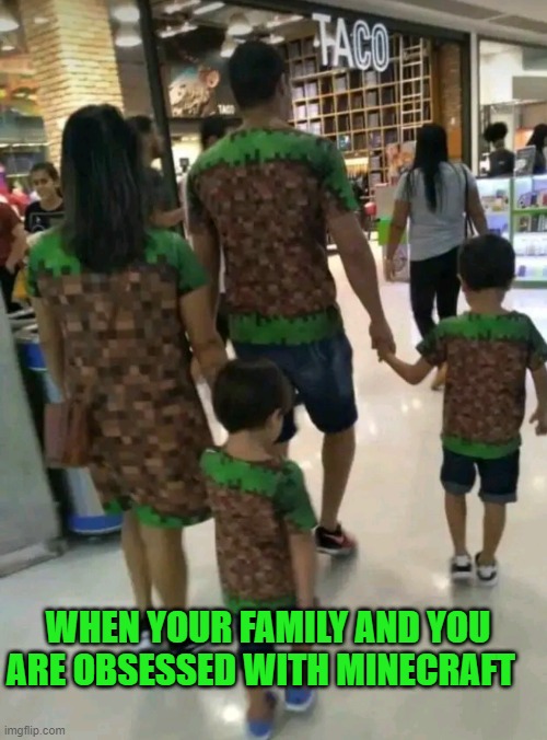 WHEN YOUR FAMILY AND YOU ARE OBSESSED WITH MINECRAFT | image tagged in minecraft | made w/ Imgflip meme maker