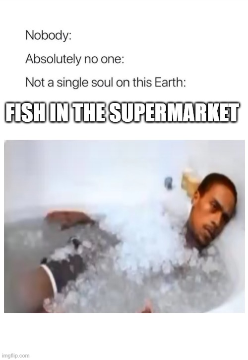 FISH | FISH IN THE SUPERMARKET | image tagged in nobody absolutely no one | made w/ Imgflip meme maker