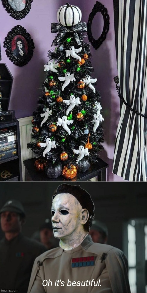 HALLOWEEN TREE | image tagged in oh it's beautiful,halloween,tree,michael myers,spooktober | made w/ Imgflip meme maker