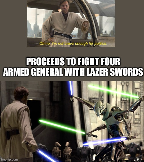 High Quality Proceeds to fight general with laser swords Blank Meme Template