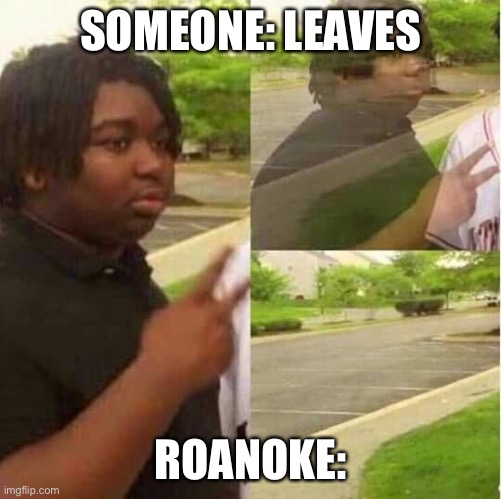 And that’s history | SOMEONE: LEAVES; ROANOKE: | image tagged in disappearing,history | made w/ Imgflip meme maker